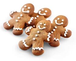 gingerbread men on white background photo