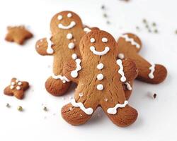 gingerbread cookies with white icing and stars photo