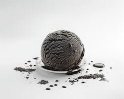 a scoop of ice cream on a white plate photo