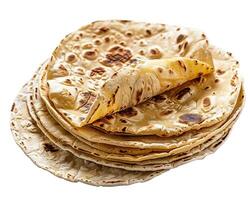 Stack of Flatbreads on a White Background photo