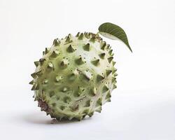 a close up of a fruit with leaves photo