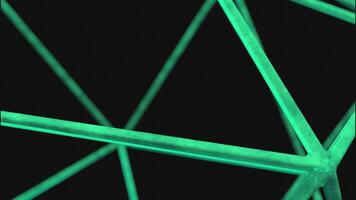 Close-up of 3d lines in geometric design. Design. Lines in 3d model of geometric design on black background. 3D lines wobble in construction video