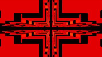 A red and blue portal with large squares standing in a row. Design. The background burning from the light in 3d format is rapidly moving forward into the depths of the tunnel. video