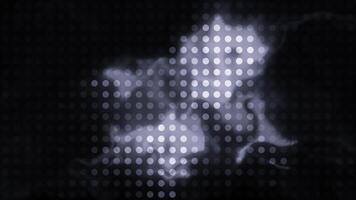 Dots and glowing spots on black background. Motion. Background with shining spot and dots on black background. Dots with flickering glowing spot moving for screensaver video