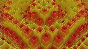 Yellow and green rising geometric shapes. Design. Small 3d figures that take turns rising and falling in abstraction. video