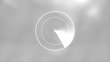 White and pink background with white circle. Motion. A light circle along which the beam runs from the center made in 3d format. video