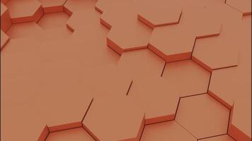 Columns of hexagons move in waves. Design. Geometric columns move up and down in space. 3D animation of moving columns in waves video