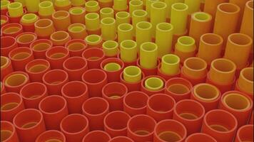 Moving tube columns. Design. 3D animation of tubes moving up and down. Colored 3d tubes move in waves video
