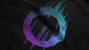 Abstract pattern with a waving flag with a space for logotype, seamless loop. Motion. Empty emblem on rippling silk fabric. video