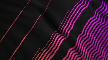 Texture background pink narrow waving lines on a black background. Motion. Silky cloth with colorful pattern swaying in the wind. video