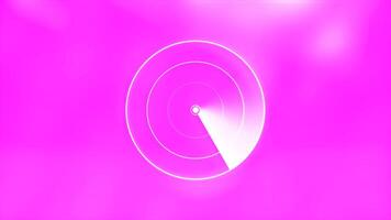 White and pink background with white circle. Motion. A light circle along which the beam runs from the center made in 3d format. video