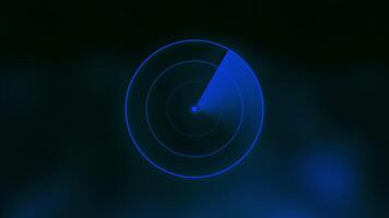 Blue radar Navigation is looking for objects. Motion. Simple radar scanning on a black background. video