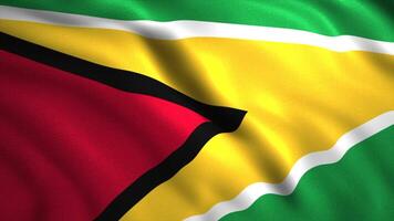 Flag of Guyana waving in the wind. Motion. National flag with highly detailed fabric texture fluttering in the wind. video
