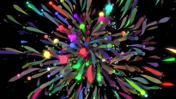 Vibrant colorful abstract background with exploding multicolored glow particles. Full HD and looping particle animation. video