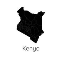 Kenya Map Illustration - Silhouette, Outline, Kenya Travel and Tourism Map vector