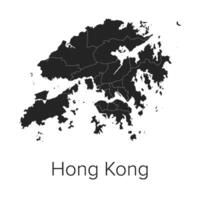 Hong Kong Map Illustration - Silhouette, Outline, Hong Kong Travel and Tourism Map vector