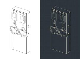 EV Charger blueprints vector