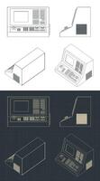 CNC machine control panel blueprints vector