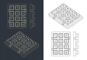 Numeric keypad drawings vector