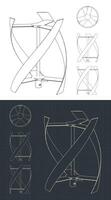 Vertical axis wind turbine blueprints vector