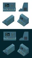 CNC machine control panel color drawings vector