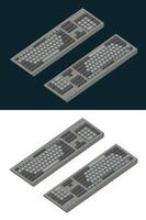 Retro style keyboard isometric color drawings vector
