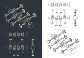 Part of horizontally opposed engine blueprints vector