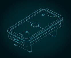 Tabletop air hockey game isometric blueprint vector