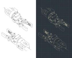Robotic arm isometric drawings vector