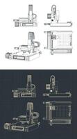 CNC milling machine blueprints vector