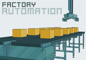Automated conveyor line with robotic manipulator vector
