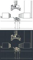 Conveyor line and robotic manipulator blueprints vector