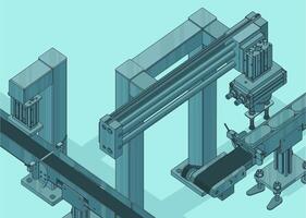 Automated factory line isometric illustration vector