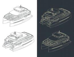 Large Catamaran Isometric Drawings vector