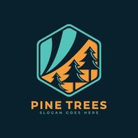 Pine Trees logo design. Abstract Geometric pine trees symbol with modern style concept. sign icon symbol logo template. vector