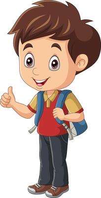 Cartoon little boy giving thumb up