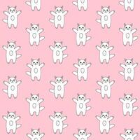 Seamless pattern of doodle cat vector