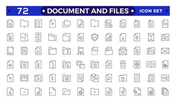 Document outline icon set. Documents symbol collection. Different documents icons.Set of file and document Icons. Simple line art style icons pack. vector