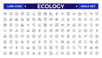 Ecology outline icon set. Icons for renewable energy, green technology. Design elements for you projects.Set of green energy thin line icons. vector
