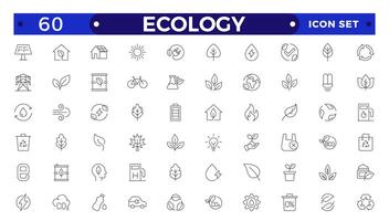 Ecology outline icon set. Icons for renewable energy, green technology. Design elements for you projects.Set of green energy thin line icons. vector
