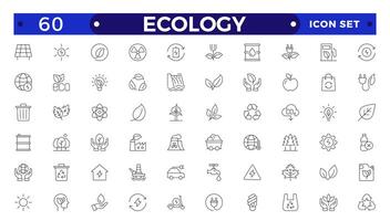 Ecology outline icon set. Icons for renewable energy, green technology. Design elements for you projects.Set of green energy thin line icons. vector