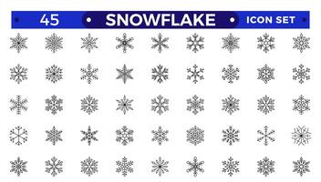 snowflakes outline icon set such as pack of simple snowflake, snowflake winter, snowflake, icons for report, presentation, diagram, web design vector