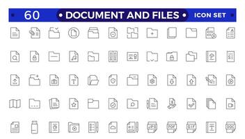 Document outline icon set. Documents symbol collection. Different documents icons.Set of file and document Icons. Simple line art style icons pack. vector