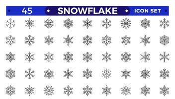 snowflakes outline icon set such as pack of simple snowflake, snowflake winter, snowflake, icons for report, presentation, diagram, web design vector