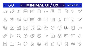 Best collection of ui ux icon set, user interface icon set collection.Basic User Interface Essential Set.Line Outline Icons. For App, Web, Print. vector