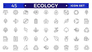 Ecology outline icon set. Icons for renewable energy, green technology. Design elements for you projects.Set of green energy thin line icons. vector