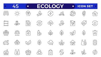 Ecology outline icon set. Icons for renewable energy, green technology. Design elements for you projects.Set of green energy thin line icons. vector