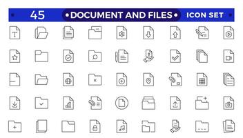 Document outline icon set. Documents symbol collection. Different documents icons.Set of file and document Icons. Simple line art style icons pack. vector