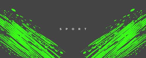 Abstract Sports Background with Green and Gray Brush Texture and Halftone Effect. Grunge Background for Banner or Poster Design vector