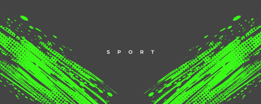 Abstract Sports Background with Green and Gray Brush Texture and Halftone Effect. Grunge Background for Banner or Poster Design